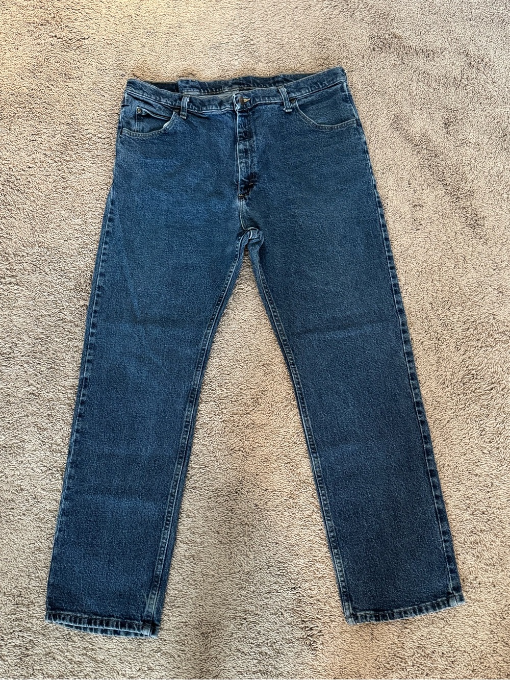 Wrangler Men's Straight Jeans in Dark Blue Denim
